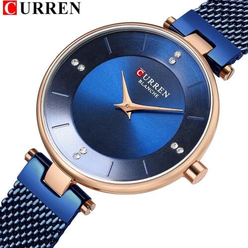 Elegant Womens Watch CURREN Watches Quartz Clock Womens Diamond Mesh Watch Dress Ladies Bangle Wristwatch bayan kol saati