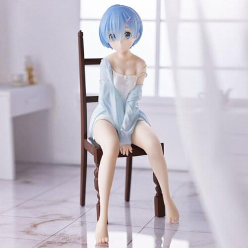 20cm Relax Rem Pajamas Figure Re ZERO Starting Life in Another World Rem Anime Figure Rem Ppajamas Chair Action Figure Toys