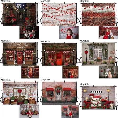 Valentines Day Date Night Photography Backdrop Red Rose Flowers Door Newborn kids Portrait Photo Background Props Photocall