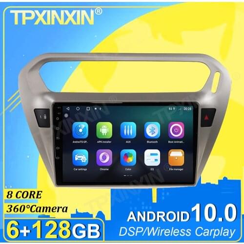 IPS Android 10.0 6+128G Carplay 360° Camera For Peugeot 301 2008-2014 Multimedia Player Tape Recorder Video GPS Head Unit