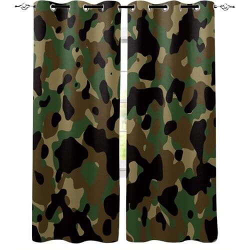 Camouflage Window Curtains For Living Room Bedroom Home Decoration Panels For Kitchen Kids Curtains
