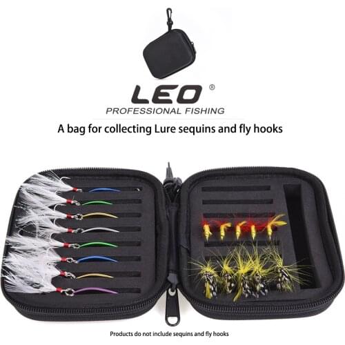 Leo Fishing Lure Bags 28007 Compound Fly Sequins Boxes EVA Fishing Bait Bag Oxford Cloth EVA Accessories Case Pesca 16x11x5cm
