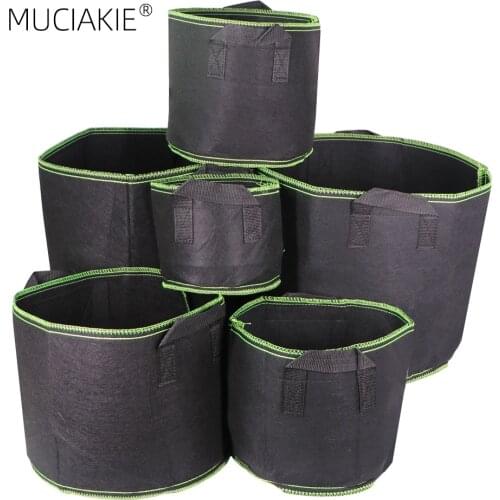 MUCIAKIE 1-20 Gallon 5/10PCS Grow Bag Fabric Pots Aeration Plant Growing Bag Planter Container with Handles Heavy Duty Thickened