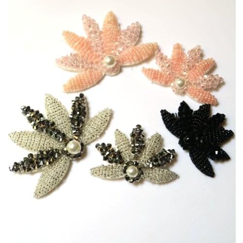 DIY Fashion Rhinestone beaded patches for Clothing flower parches Sew on Sequins Applique decorative parches bordados para