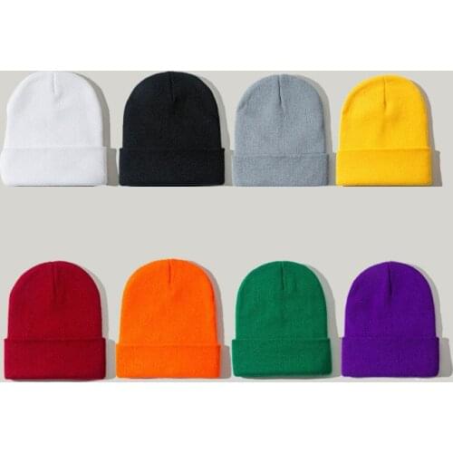 2020 New Solid Color Knitted Beanies Hat Winter Warm Ski Hats Men Women Multicolor Skullies Caps Soft Elastic Cap Sport Bonnet