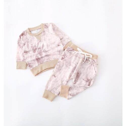 New Spring Autumn Children Fashion Clothes Baby Boy Girls Tie-dyed T Shirt Kids Infant Clothing Toddler Casual Tracksuit 2021SS