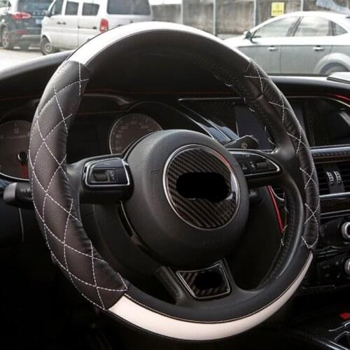 Car Steering Wheel Cover For 37-38CM Leather Breathable Fabric Braid Car Steering-Wheel Cover Auto Interior Accessories