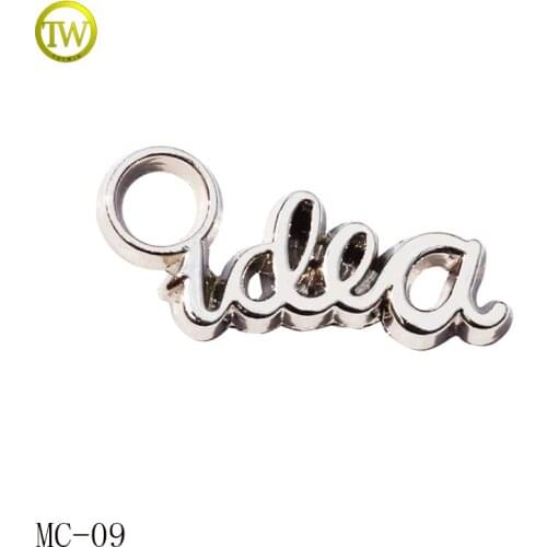 Custom Brand Logo Initial Alphabet Plate Clothing Metal Tag for Metal