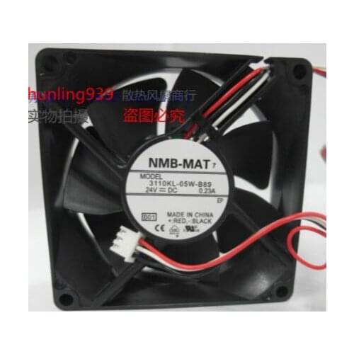 Original NMB 3110KL-05W-B89 24V 80*80*25MM 8025 0.23A three line signal alarm inverter fan