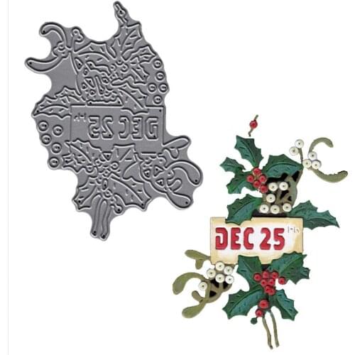 Christmas Holly Dec 25th Metal Cutting Dies Stencil For DIY Scrapbooking Decorative Embossing Paper Craft Die Cutting Template