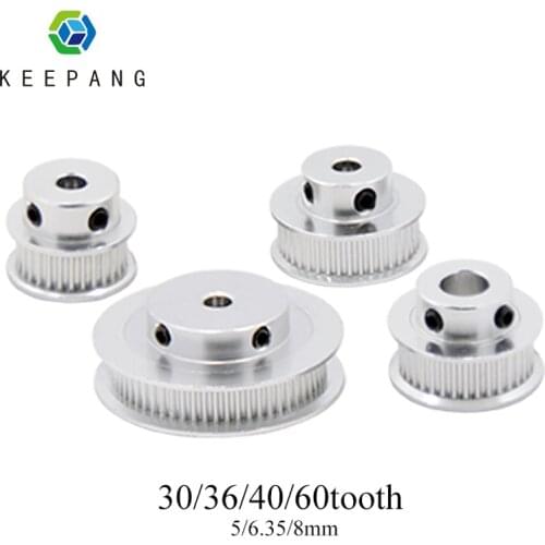 Kee Pang 1PC GT2 Timing Pulley 3D Printer pulley 30 36 40 60 Tooth Pulley Wheel Bore 5mm 8mm Aluminum Gear Teeth Width 6mm Part