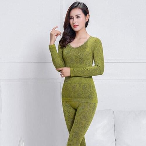 Sexy Thermal Underwear Sets Women Long Johns Suit Winter Warm Underwear Bodysuit Slim Intimate Sets Female Pajamas