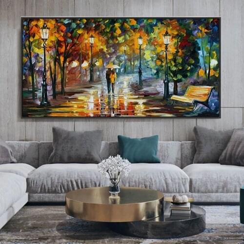 Modern abstraction walking on the street oil painting canvas nordic poster wall art picture living room home decoration