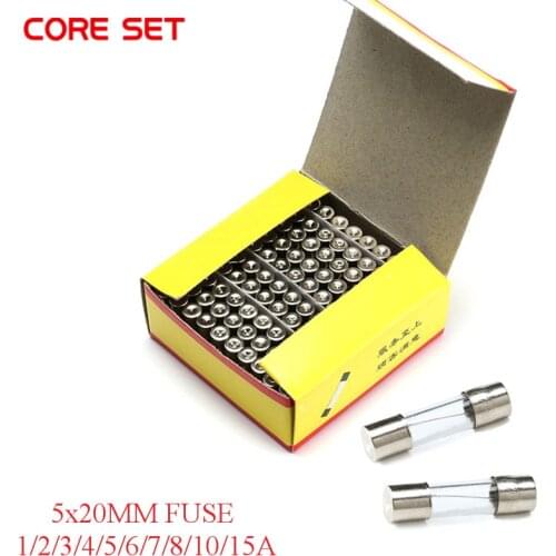 100PCS 5*20MM GLASS Quick Blow FUSE 5*20 Fast Blow insurance tube 5X20MM 5X20 250V 0.5A/1A/2A/3A/4A/5A/6A/7A/8A/10A/15A/20A