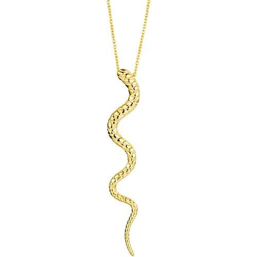 DARK DIAMOND-snake necklace in sterling silver with 18k gold plated, adjustable