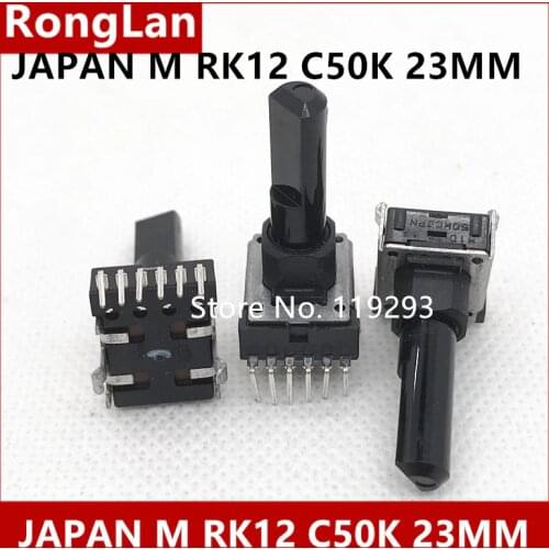 JAPAN Original M RK12 6 pin dual potentiometer Electronic instrument mixer compass 50KC C50K axis 23MM--10PCS