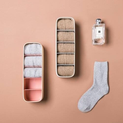 1 Piece Household Underwear Socks Storage Box Wardrobe Drawer Clothes Stockings Holder 5 Grids Closet Plastic Tie Organizer Box