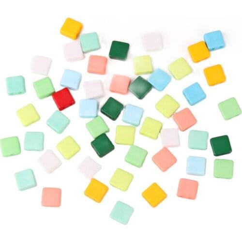 100/200Pcs Square Loose Beads Double Hole Acrylic Beads For DIY Handmade Childrens Bracelet Necklace Accesories