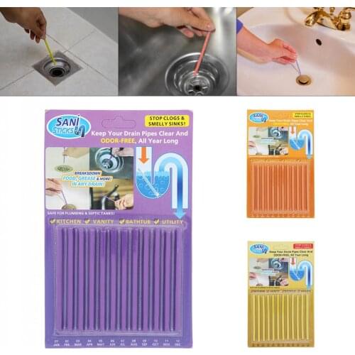 12pcs/lot Pipeline Bathtub Decontamination Drain Kitchen Sink Filt Sani Sticks Sewer Cleaning Rod
