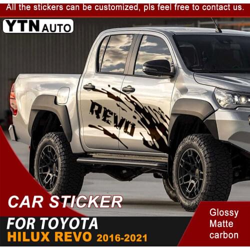 2 Pcs Car Decals Side Body Stripe Revo Graphic Vinyl Cool Car Sticker Accessories Customized Fit For Toyota Hilux Revo 2016-2021