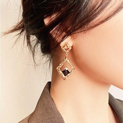 2021 Japanese And Korean Popular Style Square Geometric Womens Pendant Earrings Fashion Ladies Holiday Party Banquet Gifts