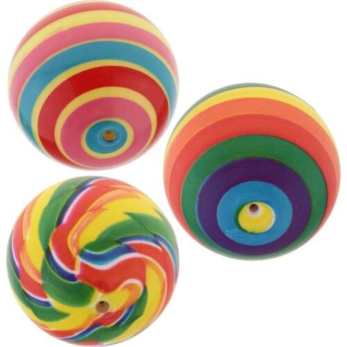 3 Pieces of 3 Inch Colorful Rainbow Bouncy Balls Bouncing Ball Kids Babies Developmental Toy Sports Play Toys