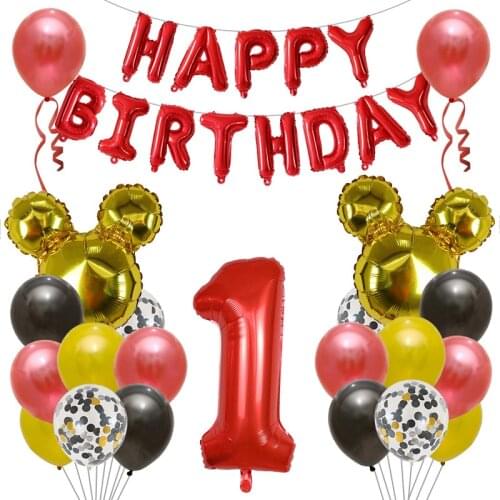 34pcs Happy Birthday Letter Mickey Minnie Head Foil Balloons Kids Toys Baby Shower Birthday Decoration Inflatable Air Globos