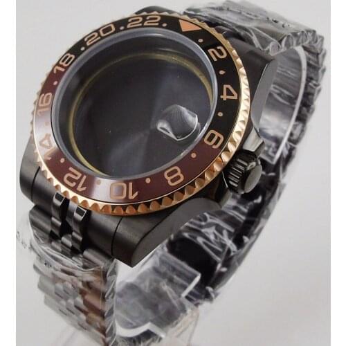 40MM Accessories Parts Sapphire Glass Rotating Ceramic Bezel Watch Case PVD Fit NH35 NH36 ETA 2836 Miyota 8215 MOVEMENT