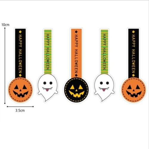 50pcs Halloween Pumpkin Fair Long Cookie Bag Sealling Gift Seal For Halloween Party