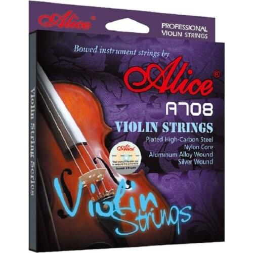 Alice High-End A708 Violin Strings A FULL Set Stainless Steel Nylon Core Silver Aluminum Alloy Wound
