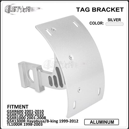 Motorbike CNC Aluminum Number Plate Mount Tag Bracket For SUZUKI GSXR600 01-10 GSXR750 00-10 GSXR1000 01-08 GSX1300R TL1000R