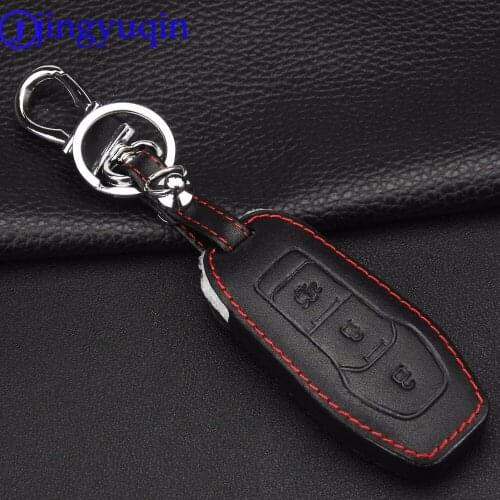 Car Styling, Leather key chain ring cover case holder For Ford Focus 2 3 4 MK2 MK3 MK4 Kuga Edge Mondeo Fusion Ecosport Fiesta