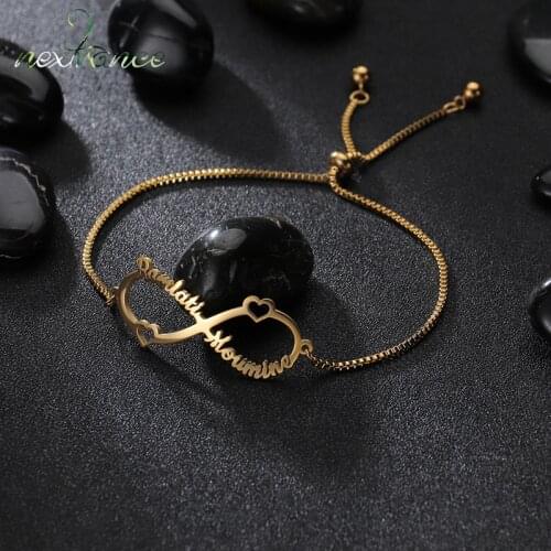 Nextvance Customized Nameplate Name Bracelet Gold Stainless Steel Personalized Charm Cuff Bangles For Women Men Daily Jewelry