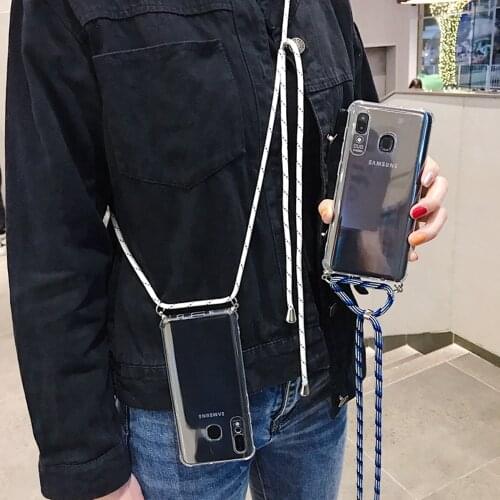 Clear Soft Phone Case Crossbody Cord Lanyards With Rope For Samsung Galaxy A10 A20E A50 A51 A71 A31 A41 A70 S10 20 Note 20 Cover