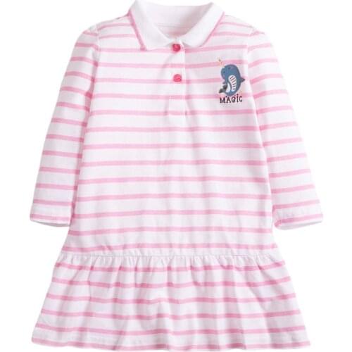 Kids Frocks 2021 Autumn Baby Girl Clothes Brand Dress Toddler Gift Casual Cotton Striped Dolphin Dresses for Kids 2-7 Years