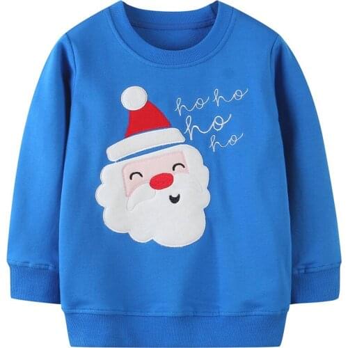 Baby Santa Long Sleeves, Classic Round Neck Cartoon Pictures Loose Version Ribbed Closing Christmas Festive Clothing