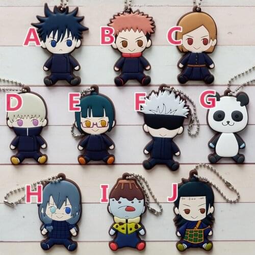 Jujutsu Kaisen Fushiguro Megumi Gojo Satoru Toge Original Japanese anime figure Rubber Mobile Phone Charms Keychain Strap Keyrin