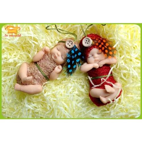 LX MOULD 3D Boy and Girl Doll Silicone Mold Chocolate Candy Cake Moulds Newborn Baby Bake DIY Clay