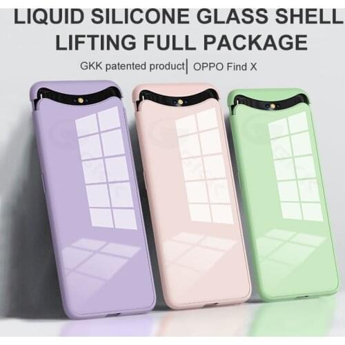 GKK For OPPO Find X Case Liquid Silicone Tempered Glass Anti-knock Soft Edge Cover Anti-knock Protective For OPPO Find X Fundas