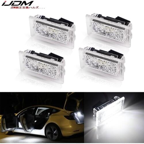IJDM 4-pack White Full LED Interior Lighting For Tesla Model S 3 X Replace OEM Footwell,Step Courtesy,Trunk Area,Glove Box Lamps