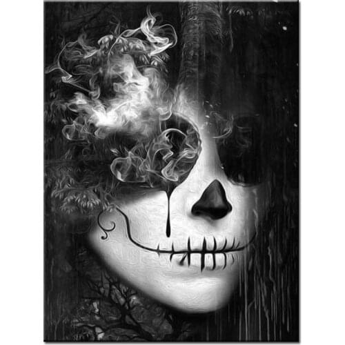 Full square round 5d diy diamond painting skull woman pattern 3d diamond mosaic landscape diamond embroidery craft Pasted A1874