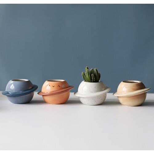 Star Planet Ceramic Flower Pots Color Painted Planters Desk Succulent Containers Gardening Window Decoration Flower Pots