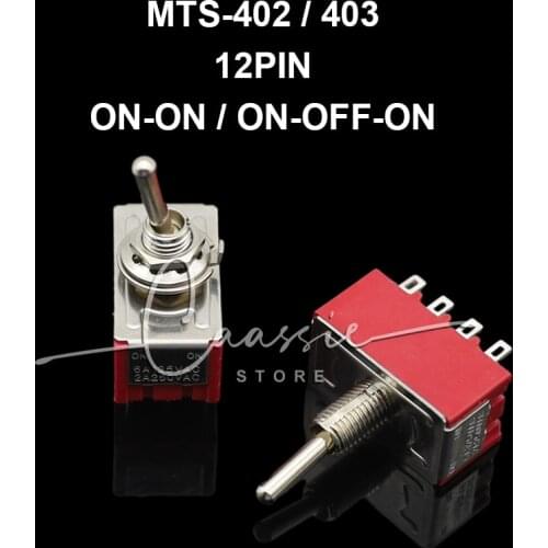 1 PC Red 12 Pins ON-OFF-ON/ON ON 3/2 Position Mini Toggle Switch AC 6A/125V 2A/250V With Solder Terminal waterproof