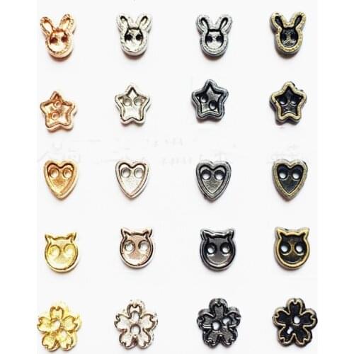 Mini 4mm star/heart/flower/rabbit/cat Mini doll Ultra Small Metal Button Doll Clothes Dress Skirt Sewing Buttons