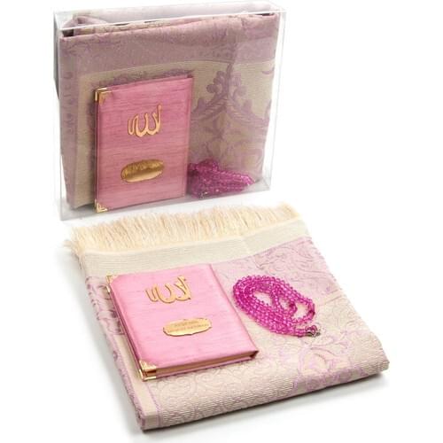 The Ikhwan Slub Fabric Coated Yasin Book Bag Size + İsme Special Plate + Seccadeli + Tesbihli Marsupials