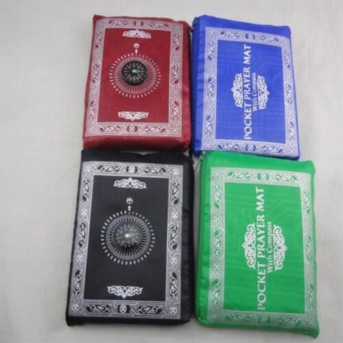 2020 Newest Muslim Prayer Mat Pocket Prayer Mat With Compass 4 Colors Factory direct sale