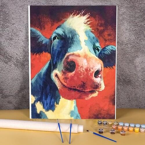 Animal Cow DIY Painting By Numbers Complete Kit Oil Paints 40*50 Canvas Pictures Wall Paintings For Wholesale