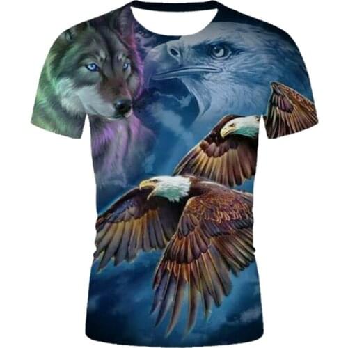 The latest summer 3D mens T-shirt hot selling Wolf head T-shirt leisure sports Harajuku printing graphics 3DT shirt clothing