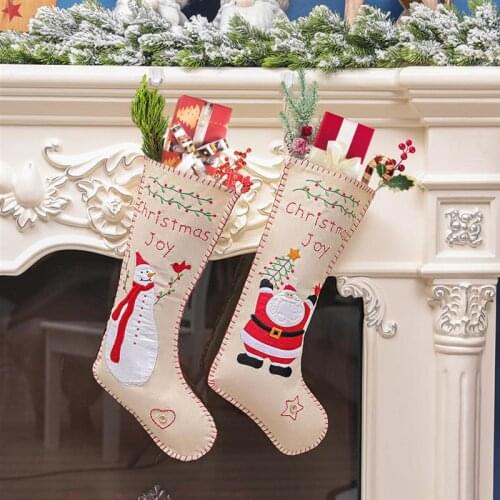 New Year Christmas Stocking Sack Xmas Gift Candy Bag Noel Christmas Decorations for Home Natal Navidad Sock Christmas Tree Decor