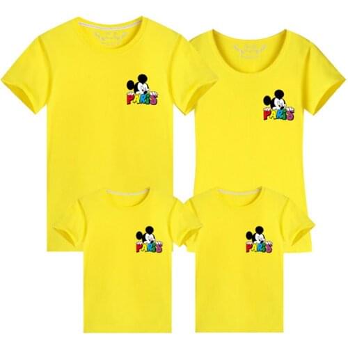 Disney Family Matching Clothes Mickey Mouse Paris Print Kawaii T Shirt Women Men Summer Children Tshirts Tee Tops Dropship